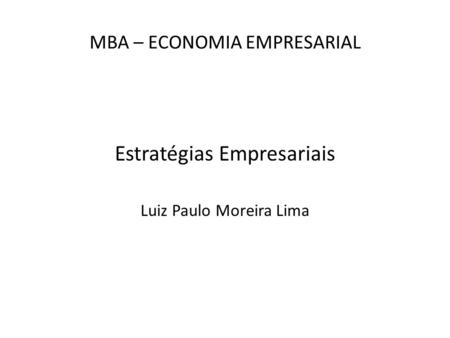 MBA – ECONOMIA EMPRESARIAL