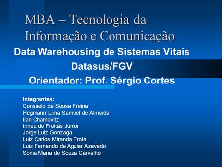 MBA – Tecnologia da Informação e Comunicação