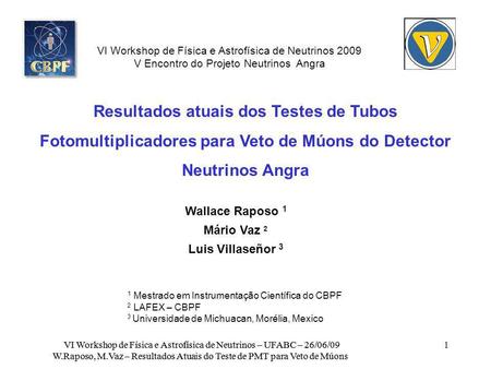 VI Workshop de Física e Astrofísica de Neutrinos 2009