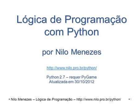 Nilo Menezes – Lógica de Programação –