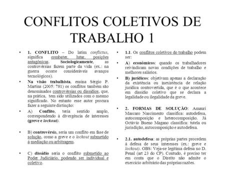 CONFLITOS COLETIVOS DE TRABALHO 1