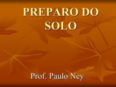 PREPARO DO SOLO Prof. Paulo Ney.