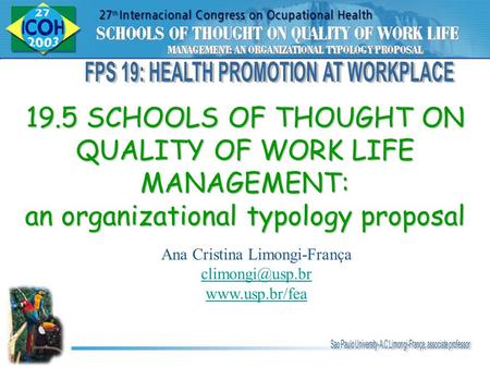FPS 19: HEALTH PROMOTION AT WORKPLACE