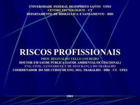 RISCOS PROFISSIONAIS UNIVERSIDADE FEDERAL DO ESPÍRITO SANTO - UFES