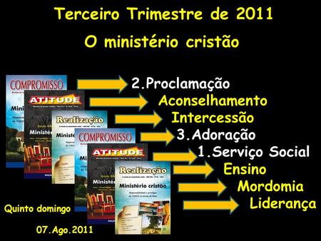 O ministério cristão 2.Proclamação Aconselhamento Intercessão