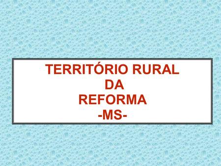 TERRITÓRIO RURAL DA REFORMA -MS-