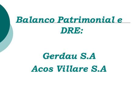 Balanco Patrimonial e DRE: