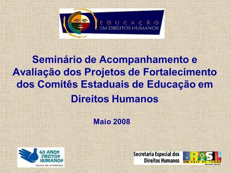 Seminário de Acompanhamento e Avaliação dos Projetos de Fortalecimento dos Comitês Estaduais de Educação em Direitos Humanos Maio 2008.