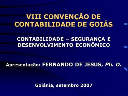 VIII CONVENÇÃO DE CONTABILIDADE DE GOIÁS