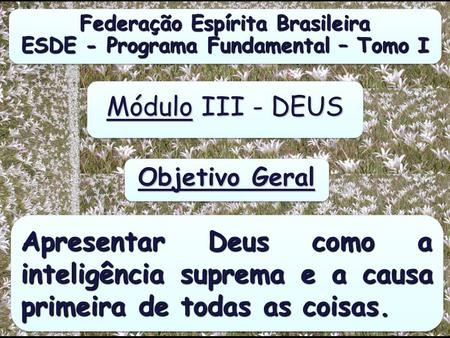 Federação Espírita Brasileira ESDE - Programa Fundamental – Tomo I