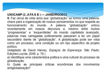 UNIICAMP (2..A FA S E ) — JANEIIRO/2012