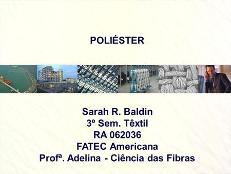 Profª. Adelina - Ciência das Fibras