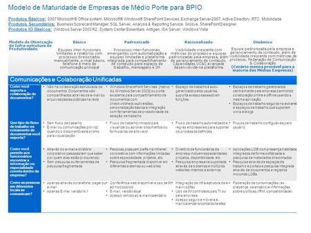 Modelo de Maturidade de Empresas de Médio Porte para BPIO