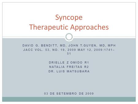 Syncope Therapeutic Approaches
