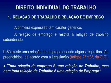 DIREITO INDIVIDUAL DO TRABALHO