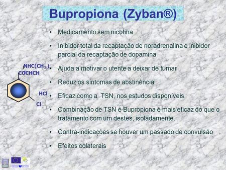 Bupropiona (Zyban®) Medicamento sem nicotina