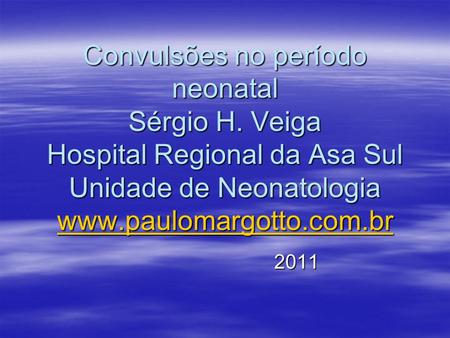 Convulsões no período neonatal Sérgio H. Veiga Hospital Regional da Asa Sul Unidade de Neonatologia www.paulomargotto.com.br www.paulomargotto.com.br 2011.