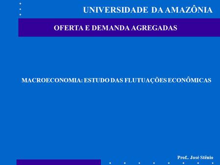 UNIVERSIDADE DA AMAZÔNIA OFERTA E DEMANDA AGREGADAS MACROECONOMIA: ESTUDO DAS FLUTUAÇÕES ECONÔMICAS Prof.. José Stênio.