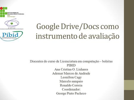 Google Drive/Docs como instrumento de avaliação