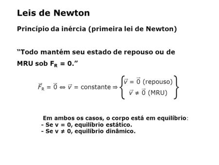 Leis de Newton Princípio da inércia (primeira lei de Newton)