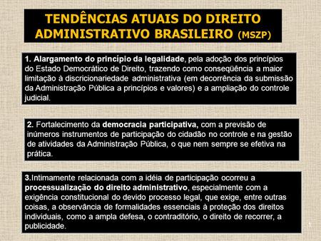 TENDÊNCIAS ATUAIS DO DIREITO ADMINISTRATIVO BRASILEIRO (MSZP)