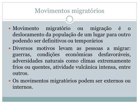 Movimentos migratórios