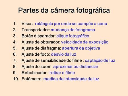 Partes da câmera fotográfica