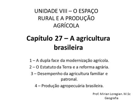 Capítulo 27 – A agricultura brasileira