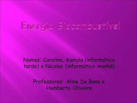Professores: Aline De Bona e Humberto Oliveira