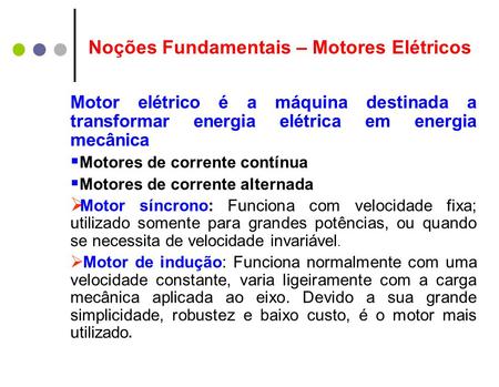 Noções Fundamentais – Motores Elétricos