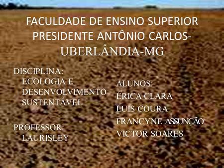 FACULDADE DE ENSINO SUPERIOR PRESIDENTE ANTÔNIO CARLOS- UBERLÂNDIA-MG
