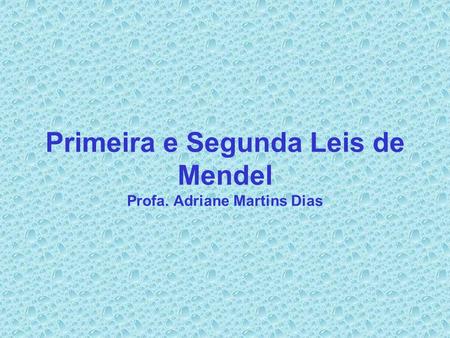Primeira e Segunda Leis de Mendel Profa. Adriane Martins Dias