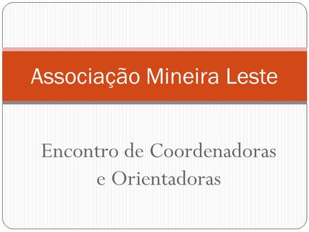 Encontro de Coordenadoras e Orientadoras Associação Mineira Leste.