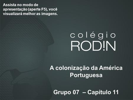 A colonização da América Portuguesa Grupo 07 – Capítulo 11