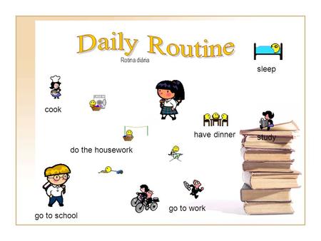 Daily Routine sleep cook have dinner study do the housework go to work