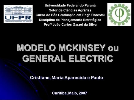 MODELO MCKINSEY ou GENERAL ELECTRIC
