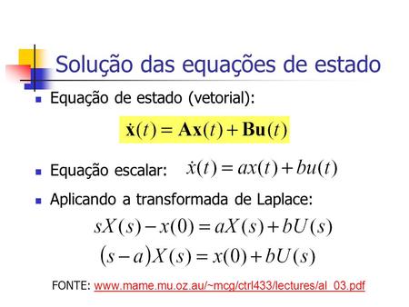 Solução das equações de estado