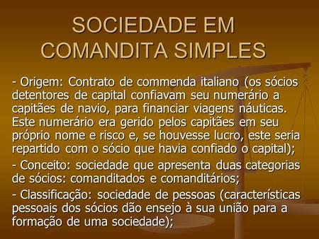 SOCIEDADE EM COMANDITA SIMPLES