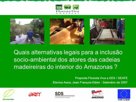 Quais alternativas legais para a inclusão socio-ambiental dos atores das cadeias madeireiras do interior do Amazonas ? Proposta Floresta Viva a SDS /