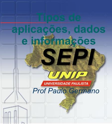 Tipos de aplicações, dados e informações Prof Paulo Germano.