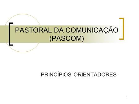 PASTORAL DA COMUNICAÇÃO (PASCOM)