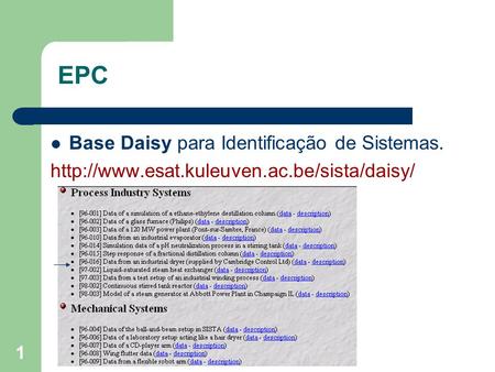 1 EPC Base Daisy para Identificação de Sistemas.