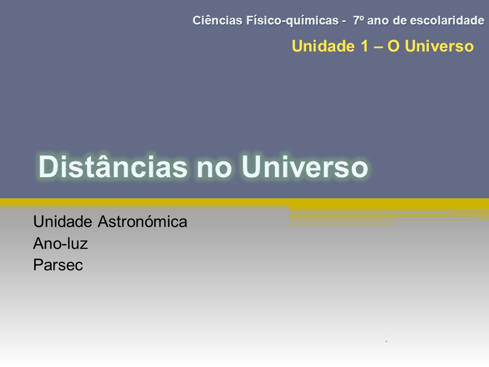 PPT - Unidade Astronómica Ano-luz Parsec PowerPoint Presentation, free  download - ID:1089452