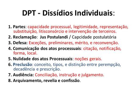 DPT - Dissídios Individuais: