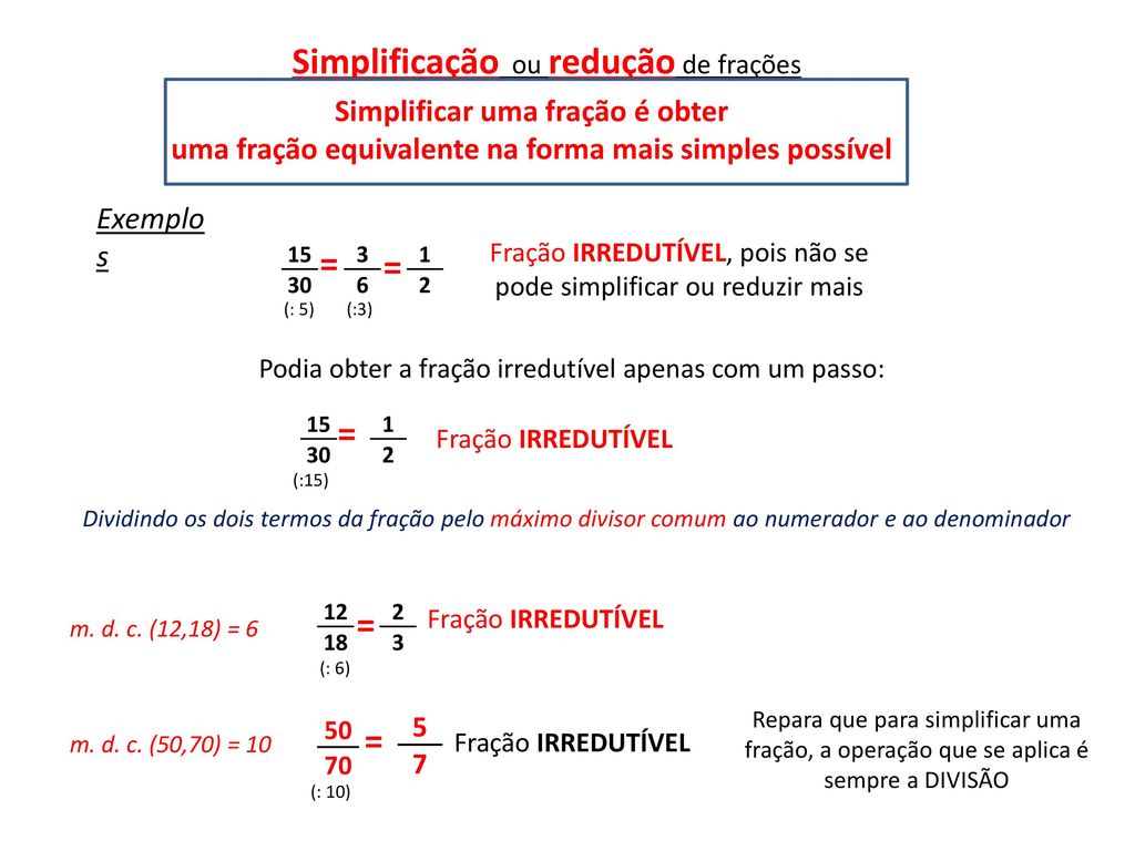 Simplificação ou redução de frações - ppt carregar