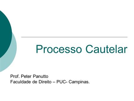 Prof. Peter Panutto Faculdade de Direito – PUC- Campinas.