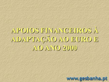 APOIOS FINANCEIROS À ADAPTAÇÃO AO EURO E AO ANO 2000.