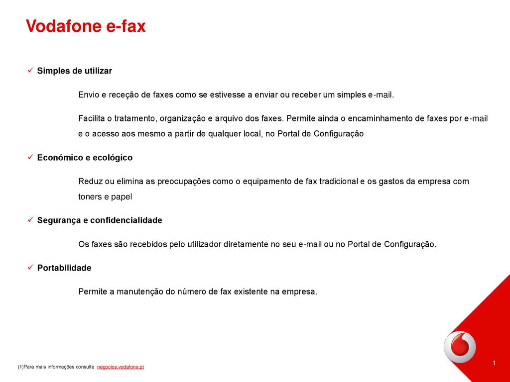 Vodafone e-fax Simples de utilizar - ppt carregar