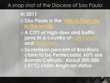 A snap shot of the Diocese of Sao Paulo