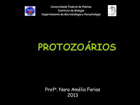 Universidade Federal de Pelotas Instituto de Biologia Departamento de Microbiologia e Parasitologia PROTOZOÁRIOS Prof a. Nara Amélia Farias 2013.